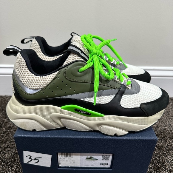 Dior x Kim Jones B22 Olive Green & White Sneakers - Picture 4 of 10